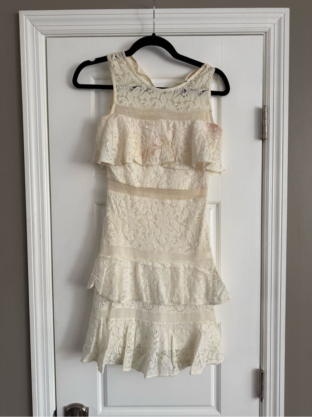 ALI & JAY Cream Lace Overlay Mini Dress